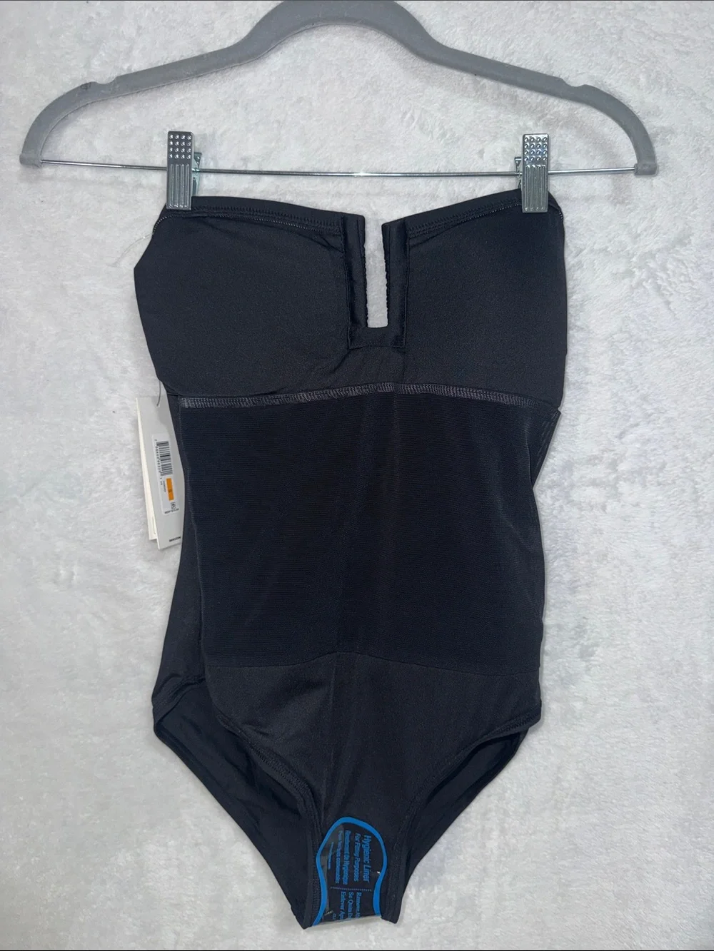 DKNY Black Strapless Ruched One-Piece Swimsuit Tummy Compression UPF 40 S - Picture 6 of 10